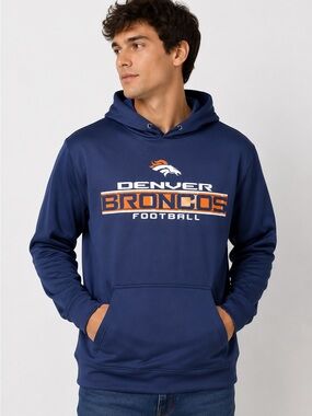 Denver Broncos Football Navy Blue Hoodie Sweatshirt Unisex With Kangaroo Pocket